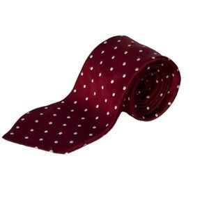 Red Men's Tie // White Polka Dots